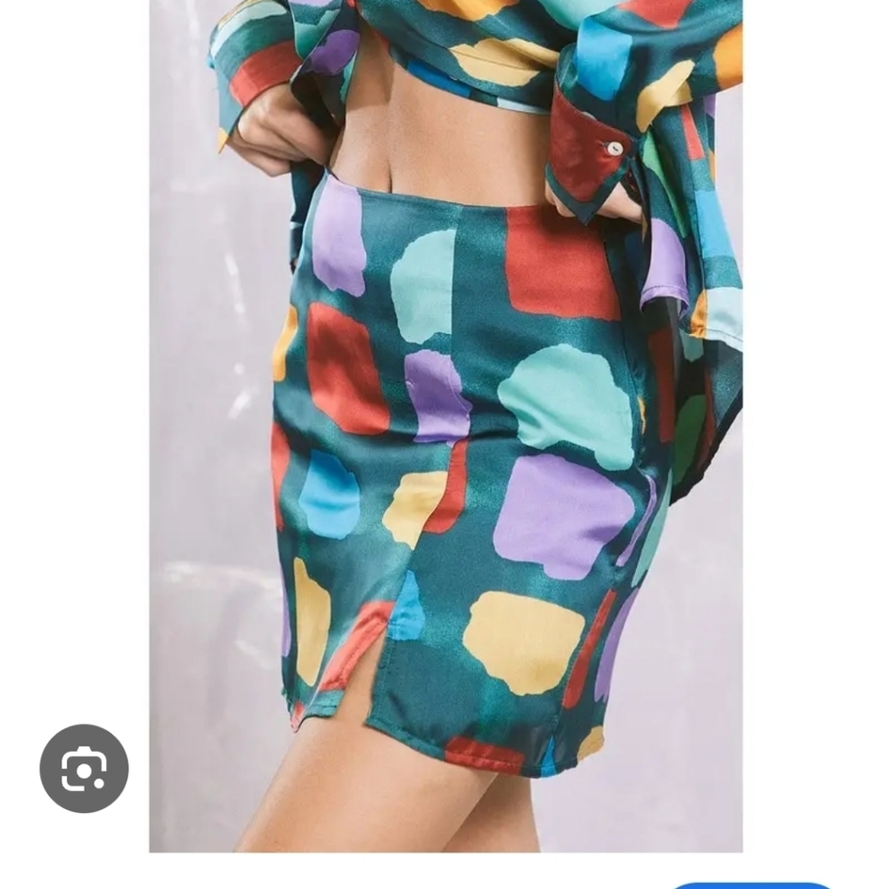 Illa Illa Colorful Block Patterned Women's Skirt Dopamine dressing Colorful Med